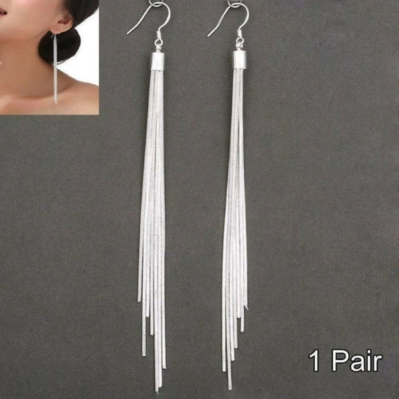 Jewelry - New Tassel Dangle Silver Earrings